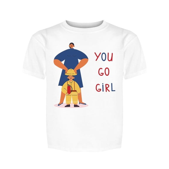 You Go Girl Firefighter Cartoon Tee Girl's -Image by Shutterstock