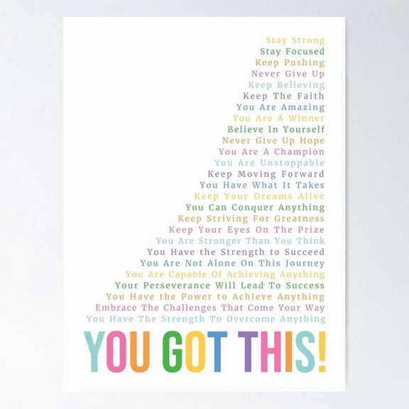 You Got This Inspirational Motivational Artwork Poster Wall Art Perfect For Home Decor & Gifts