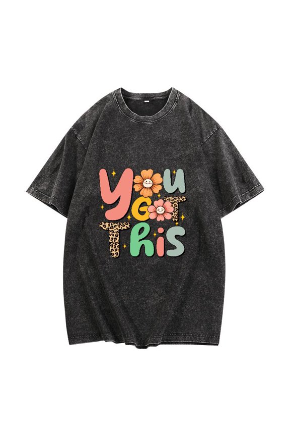 You Got This T Shirt - Retro Washed Graphic Tee, Vintage Empowerment Slogan Tops,Cotton Motivational Shirt, Size S-XXL