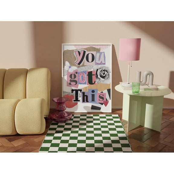 You Got This Wall Art, Mixed Media Collage Quote Empowering Retro Print, Bold Girl Power Affirmation Artwork #3823, Unframed Poster Size 8x12