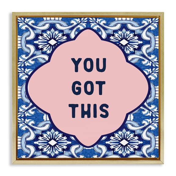 Stupell Industries You Got This on Boho Gold Framed Floater Canvas Wall Art, design by Lettered and Lined, 25 x 25