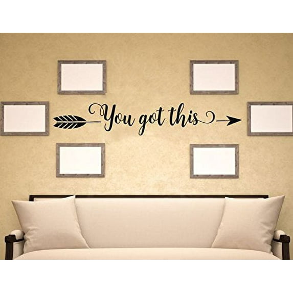 You Got This with Arrow Vinyl Letters Decals Inspirational Wall Art Stickers Home Decor Quote 36x7-Inch Black