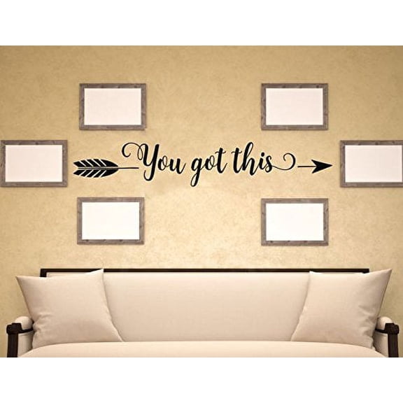 You Got This with Arrow Vinyl Letters Decals Inspirational Wall Art Stickers Home Decor Quote 36x7-Inch Black