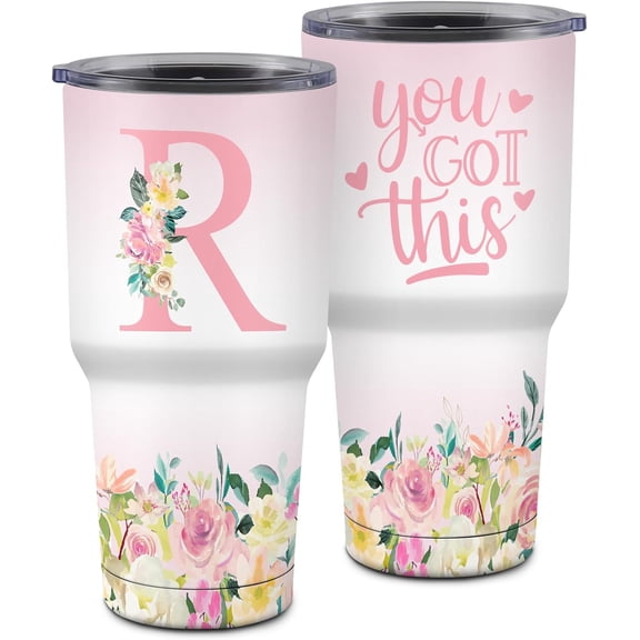You Got This Tumbler - Inspirational Gifts for Women, Monogrammed Gifts for Women, Motivational Encouragement Job Promotion Congratulations Gifts for Women-30 oz Stainless Steel Tumbler with Initial R