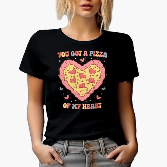You Gotta Pizza of My Heart, Retro Valentine's Day Pun Gift, Black T-Shirt, Small