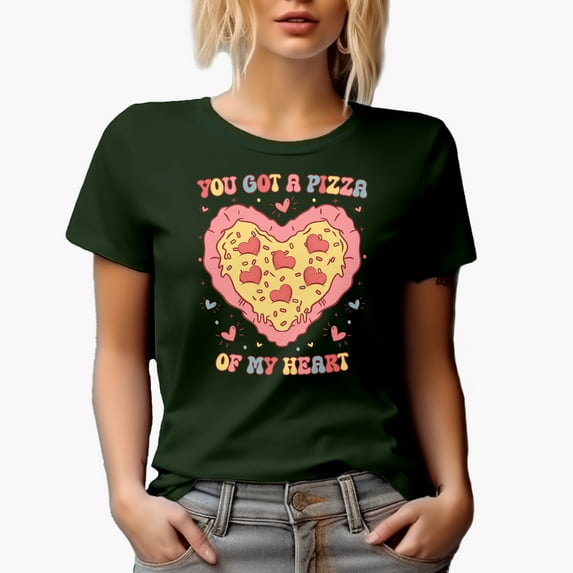 You Gotta Pizza of My Heart, Retro Valentine's Day Pun Gift, Military Green T-Shirt, XL