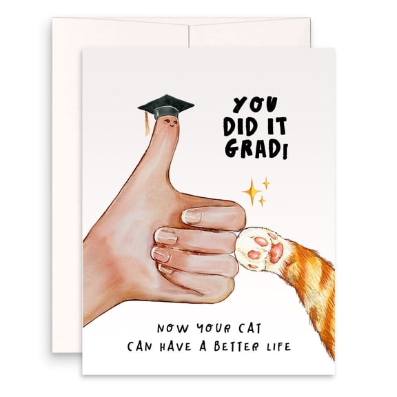 You Did It Grad! Cat Graduation Card Fun Congratulations for Pet Lovers Envelope Included, Blank Inside Perfect Gift for Cat Owners Celebrating Graduation