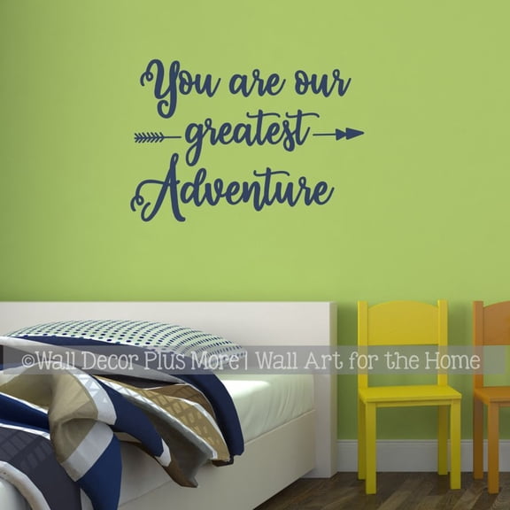 You Are Our Greatest Adventure Nursery Wall Art - Woodland Nursery Inspirational Vinyl Decals - Quote Decals for Wall - Kids Room Vinyl Wall Art, 34x23-Inch, DeepBlue