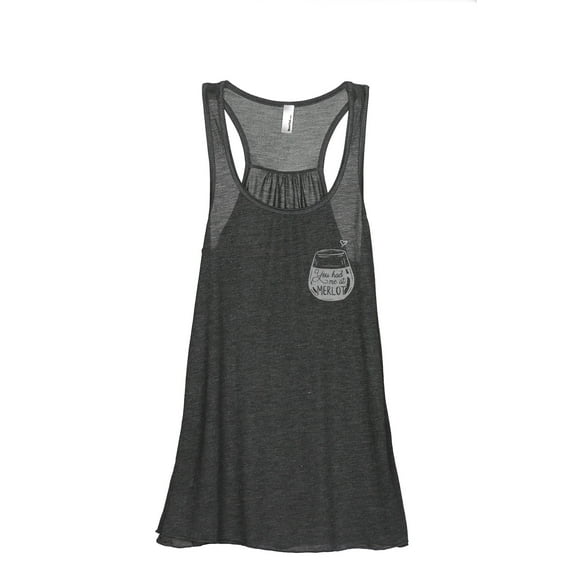You Had Me At Merlot Women's Fashion Sleeveless Flowy Racerback Workout Yoga Tank Top Charcoal Grey Medium