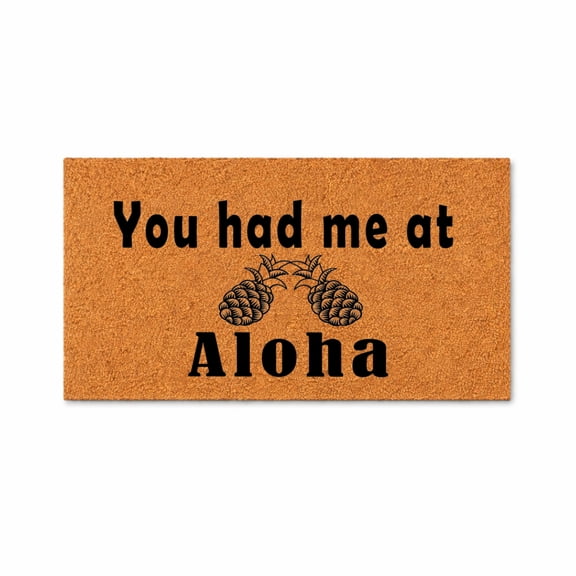 You Had Me at Aloha Doormat, Pineapple Welcome Mat, Tropical Hawaiian Entryway Rug, Funny Front Door Gift 4087 (24x36 inches) 4087