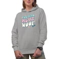 thumbnail image 1 of You Had Me at Woof with Paws, Groovy Wavy Text Art Merch Gift, Heather Grey Hooded Sweatshirt or Hoodie, Medium, 1 of 5