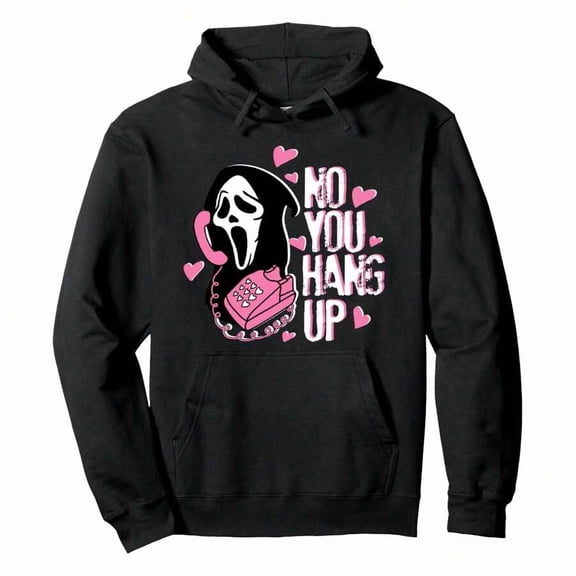 No You Hang Up Funny Ghost Calling Horror Halloween Pink Pullover Hoodie ,Men's Hooded Sweatshirt, Lightweight And Ultra - Comfortable, A Must - Have For Daily Strolls, Travel And Outdoor!