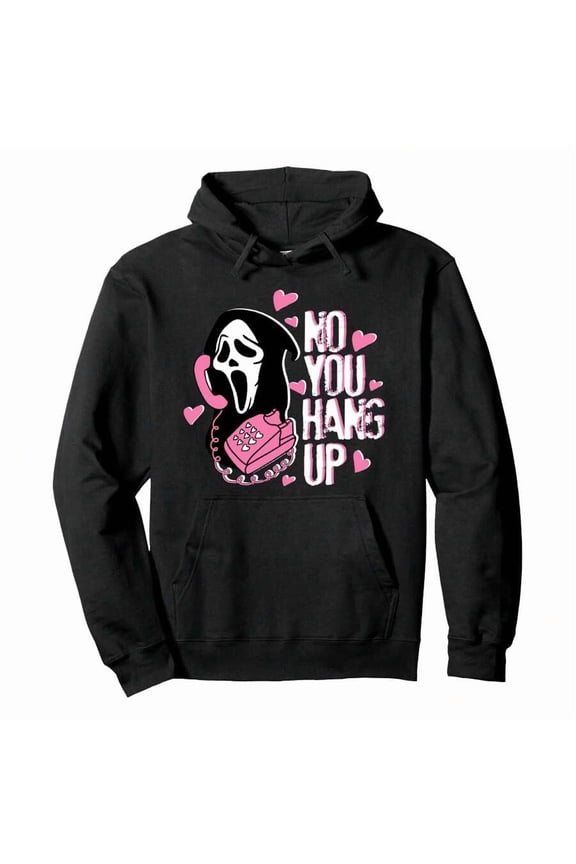No You Hang Up Funny Ghost Calling Horror Halloween Pink Pullover Hoodie ,Men's Hooded Sweatshirt, Lightweight And Ultra - Comfortable, A Must - Have For Daily Strolls, Travel And Outdoor!