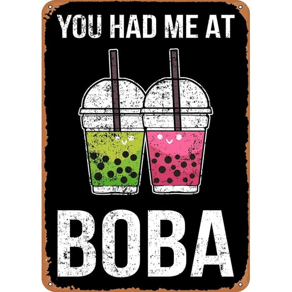 You Hate Me At Boba Tea Bu - Retro Metal Tin Sign Vintage Plaque Poster for Home Kitchen Bar Coffee Shop 12x8 Inch