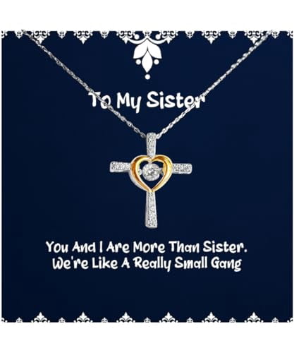 You And I Are More Than Sister. We're Like A Sister Cross Dancing Necklace, Love Sister Gifts, Jewelry For Sister from Sister, Unique sister cross necklace, Unique sister dancing necklace, Sister