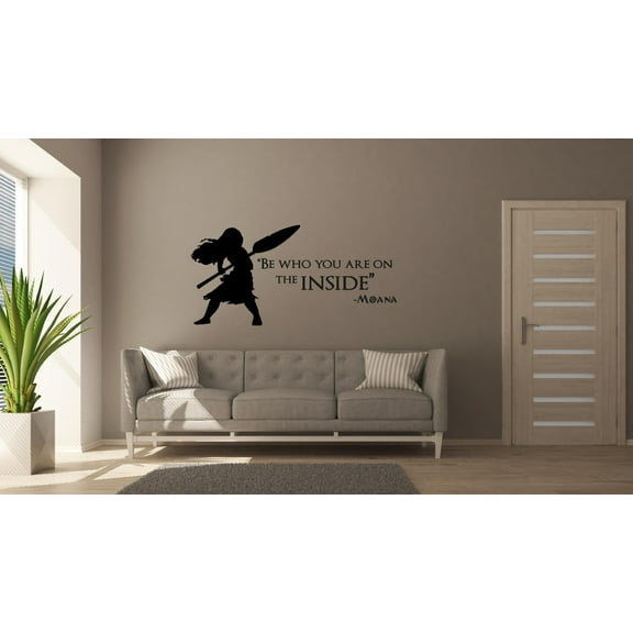 Be Who You Are On The Inside Disney Princess Moana Silhouette Disneey Movie Quote Vinyl Wall Art Sticker Wall Decal Decoration Home Room Nursery Kid Room Boy Girl Kinder Wall Décor Size (18x20 inch)