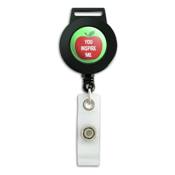You Inspire Me Teacher Apple Lanyard Retractable Reel Badge ID Card Holder