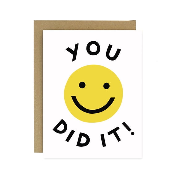 You Did It! Greeting Card  Cheerful Smile Emoji Design  Blank Inside for Personal Messages  Perfect for Celebrations, Achievements, and Encouragement