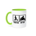 thumbnail image 1 of You Kid My Kid Comparison Motorcycle Bike Racing Helmet, 11oz Two-Tone Green Mug, 1 of 7