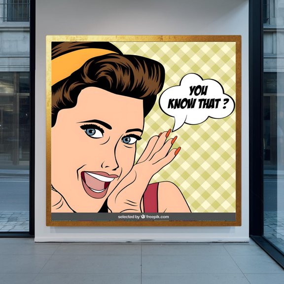 You Know That?" Pop Art Retro Gossip Woman Print, Vintage Comic Style Art, Speech Bubble Sign, 50s Kitchen Wall Decor, Unframed Canvas 24x36in