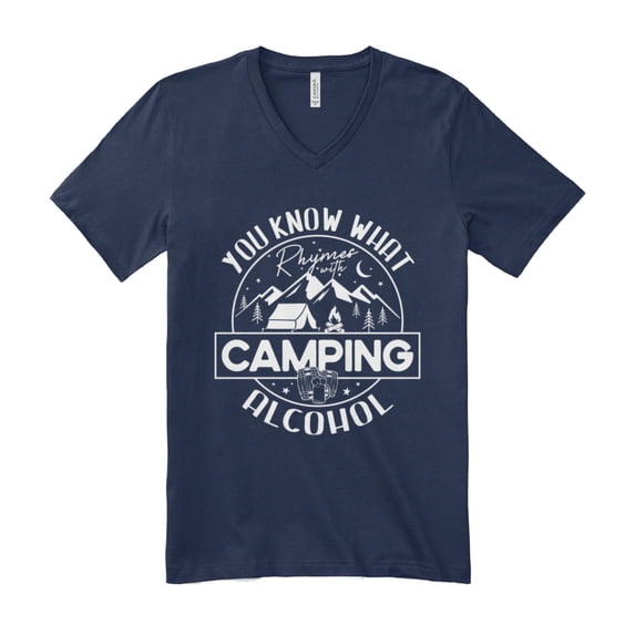 You Know What Rhymes With Camping Alcohol Nature Lover Camper Fun Adventure V-Neck Tee