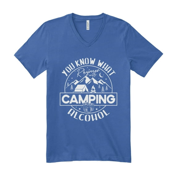 You Know What Rhymes With Camping Alcohol Nature Lover Camper Fun Adventure V-Neck Tee