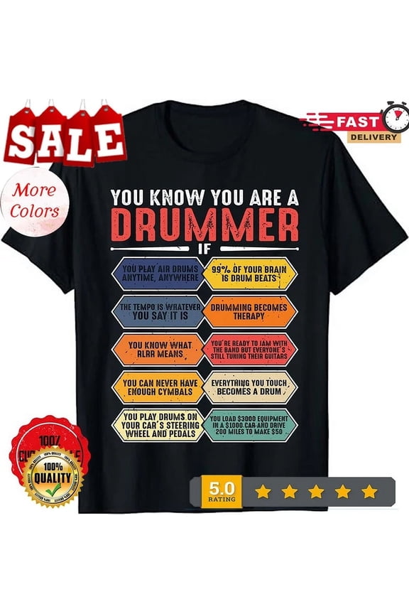 You Know You Are Drummer If You Play Air Drum Anytime T-Shirt, Drummer ...