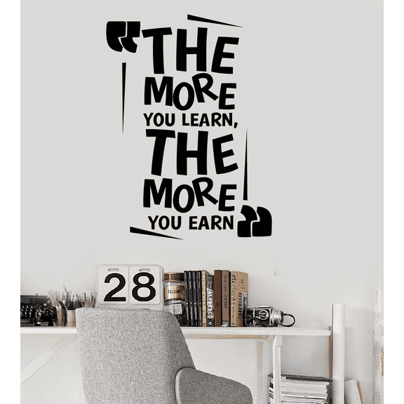 More You Learn Classroom Wall Decals Stickers Education Educational Quotes for Teachers Students School Room Nursery Kindergarten Library Home Art Decals Wall Art Vinyl Decoration Size (10x8 inch)