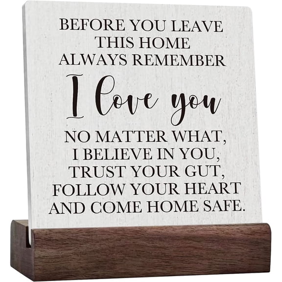 Before You Leave This House Always Remember I Love You Ceramic Table Sign Decorative Family Farmhouse Sign Home Decor Rustic Square Desk Decor Sign For Shelf