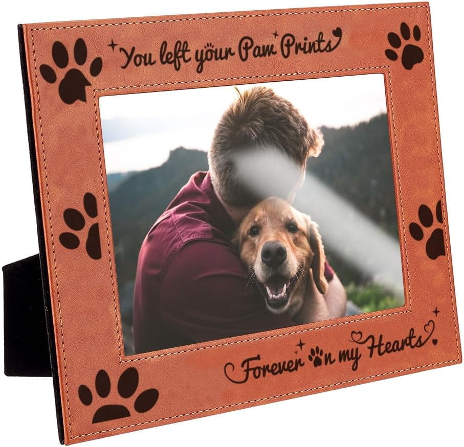 Personalised Photo Frame You Left Your Paw Prints Forever In My Heart Pet Dog Memorial Engraved Wooden Frame 5x7 Gift-923418