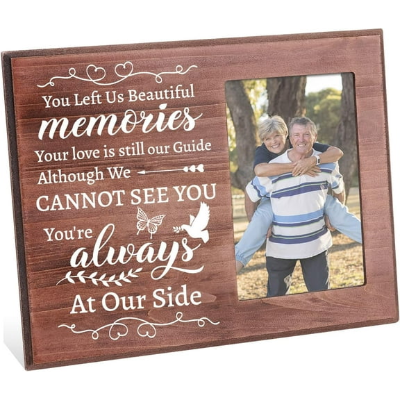 You Left Us Beautiful Memories Picture Frame 4x6 inch Sympathy Gifts Frames Memorial Photo Frame Bereavement Gifts Frame Wood Photo Frame for Loss of Mother Father Grandpa Grandma Black