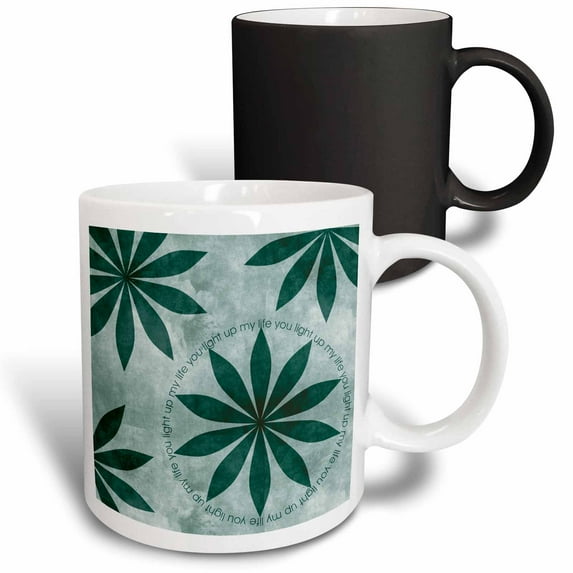 3drose, You Light Up My Life Green Floral Love Art, 11oz Magic Transforming Mug