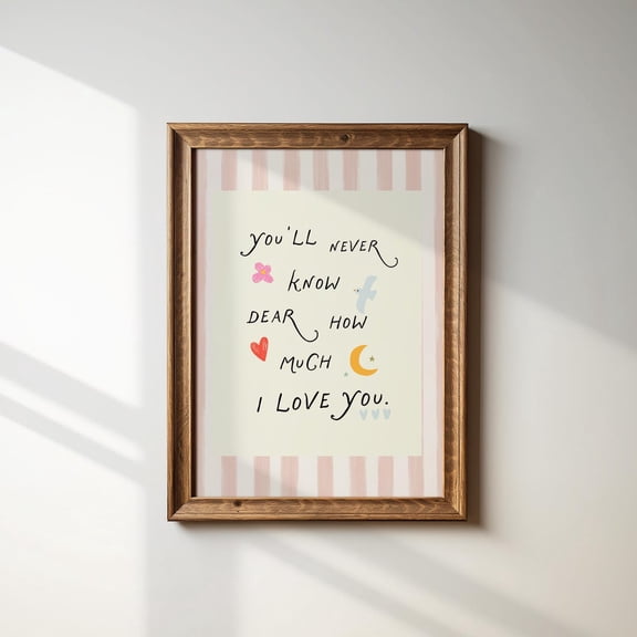 You'Ll Never Know Dear How Much I Love You Nursery Illustration Rhyme Script Gift Accent