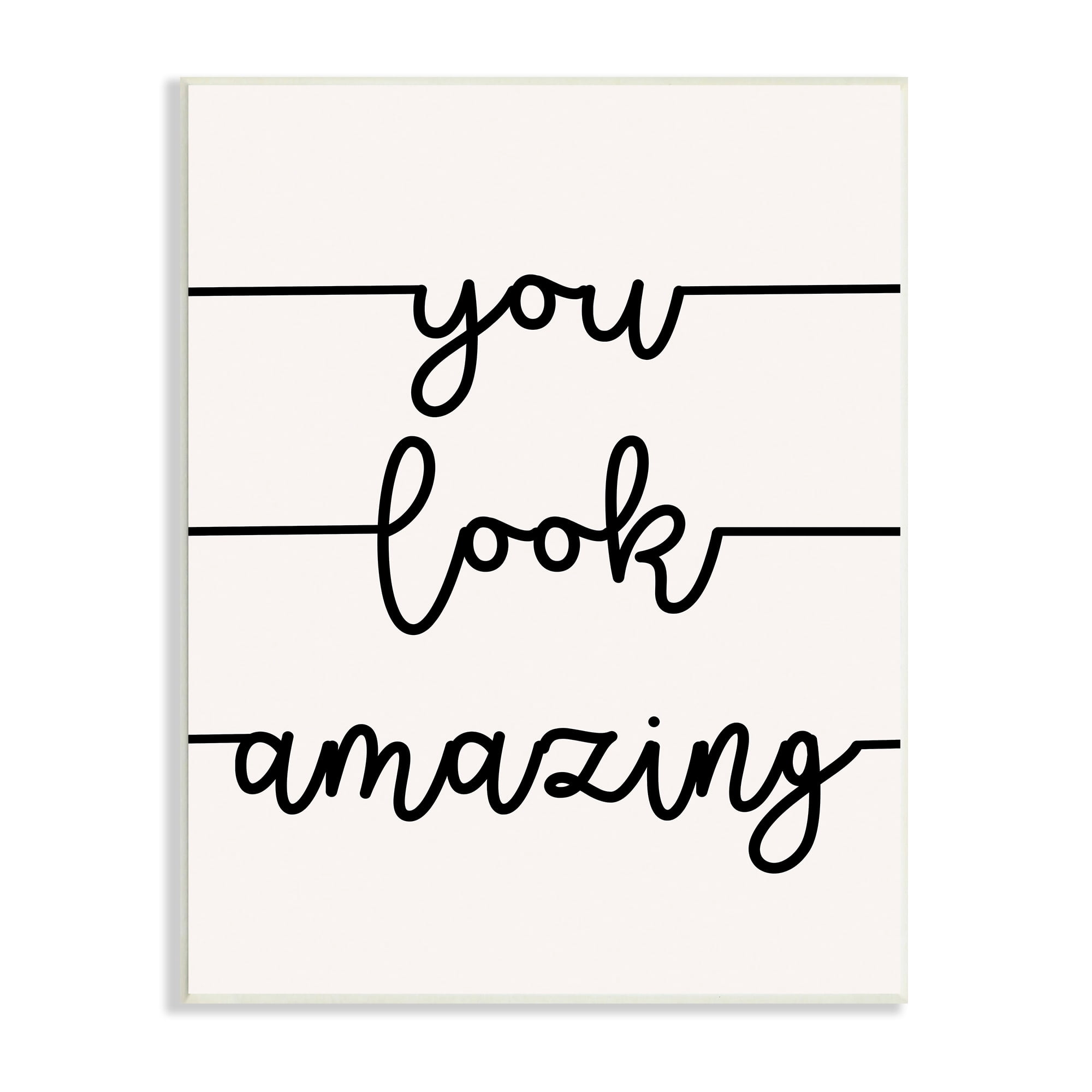 You Look Amazing Phrase Abstract Line Typography 13 in x 19 in Framed Drawing Art Print, by Stupell Home Décor