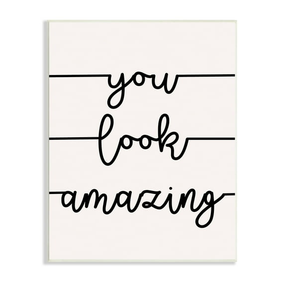 You Look Amazing Phrase Abstract Line Typography 13 in x 19 in Framed Drawing Art Print, by Stupell Home Décor
