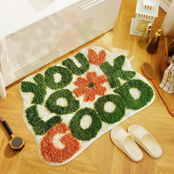 You Look Good Bath Mat, Fun Bathroom Rug,Green Bathroom Mat Cool Rugs for Bedroom Non Slip Microfiber Plush Cool Rugs for Bedroom Washable Absorbent for Bathtub 21"x25"