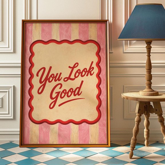 You Look Good Retro Compliment Wall Art Print
