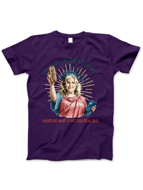 You Look Like the 4th of July Shirt – Funny Hot Dog Quote T-Shirt, Patriotic Lady Liberty Meme Tee, 4th of July Humor Shirt for BBQ, Foodie, Independence Day Celebration