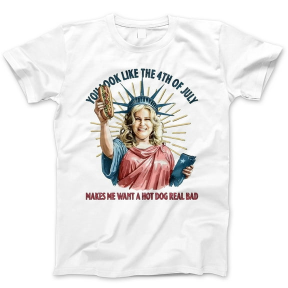 You Look Like the 4th of July Shirt – Funny Hot Dog Quote T-Shirt, Patriotic Lady Liberty Meme Tee, 4th of July Humor Shirt for BBQ, Foodie, Independence Day Celebration
