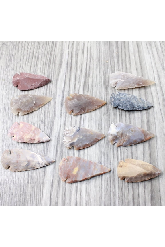 10 Large Stone Ornamental Arrowheads  #1158    Agate Jasper Arrowheads