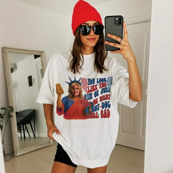 You Look Like the 4th of July T-shirt, Funny Hot Dog Shirt, BBQ, Retro USA, Independence Day, Patriotic Summer Party Tee