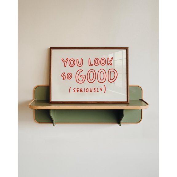 You Look So Good Print Bathroom Wall Art Red Hand Drawn Horizontal Home Decor Office Wall Art