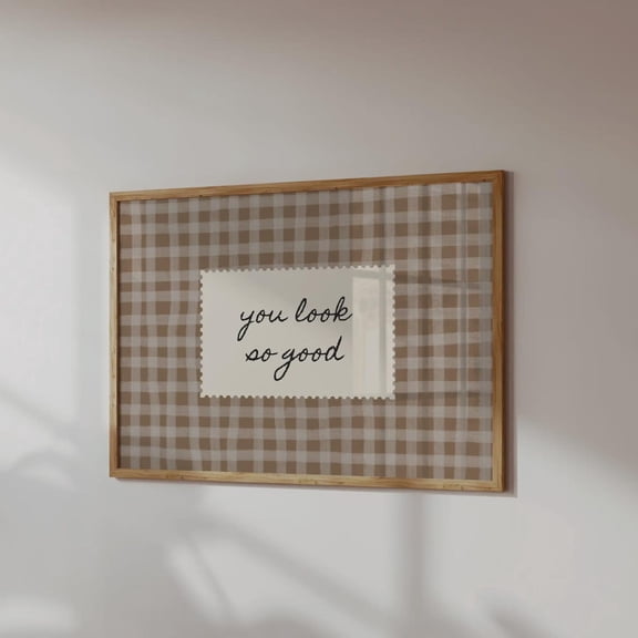 You Look So Good Retro Gingham Wall Art Bathroom Decor Unframed Paper Print