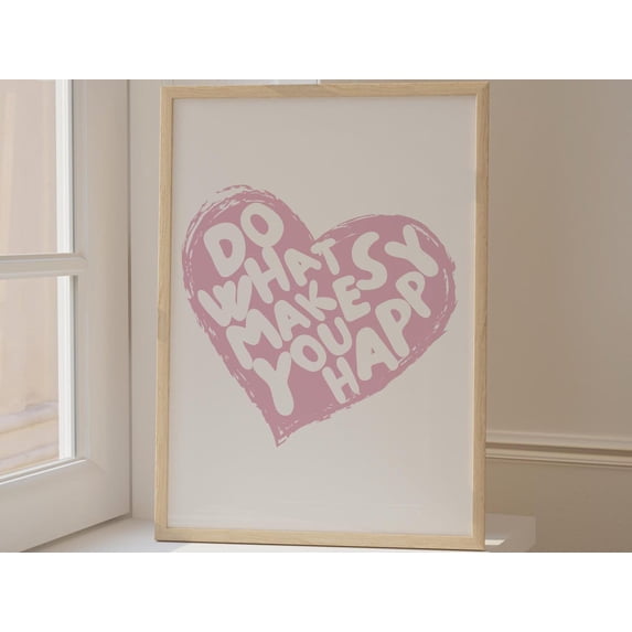 Do What You Love Preppy Pink Wall Art Dorm Decor Do What You Love Apartment Wall Art Pink Heart Love What You Do Quote Print Office Decor Wall Art, Modern Wall Decor, 8x12 UNFRAMED