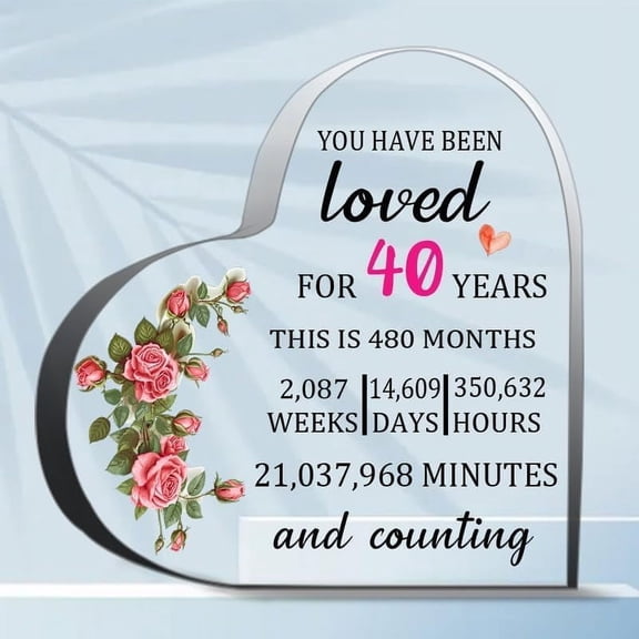 You Have Been Loved For 40 Years Gifts For Women Birthday,Inspirational Gifts For Friends, Gifts For Her Mom Girl Female Coworker Home Decorative Signs,4x4 inch