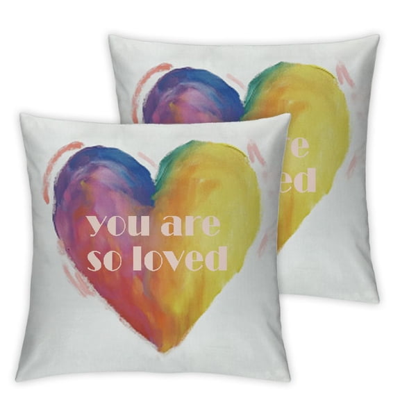 You Are So Loved Boho Rainbow Hand Drawing Throw Pillow Cover,Decorative Pillowcase Cushion Cover For Sofa Couch Bed,Bohemian Home Girls Room Room Nursery Decor, Gift For Boho Lovers