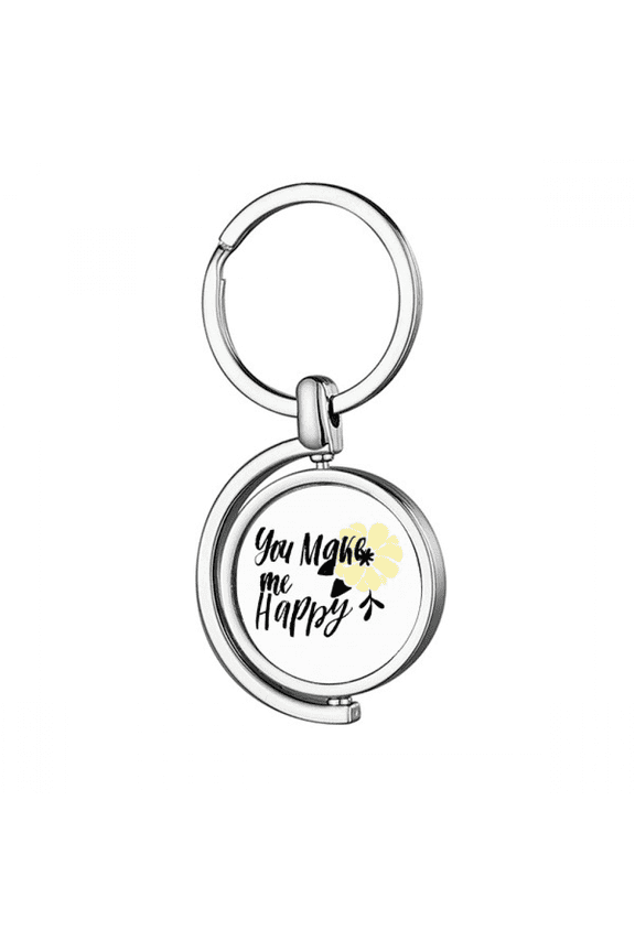 You Make Me Happy Quote Style Rotating Keychain Metal Keyring Holder