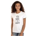 thumbnail image 1 of You Make Me Happy Romance Couple Love Womens Slim Fit Graphic Tee Brisco Brands X, 1 of 2