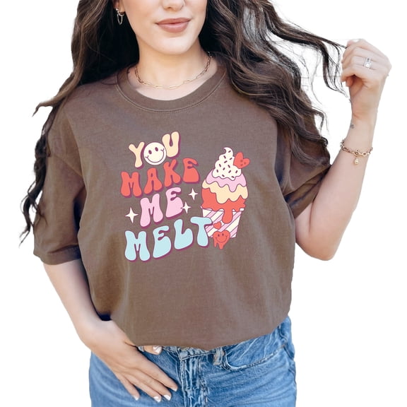 You Make Me Melt, Retro Ice Cream Valentine's Day, Espresso Comfort Colors T-Shirt, XL