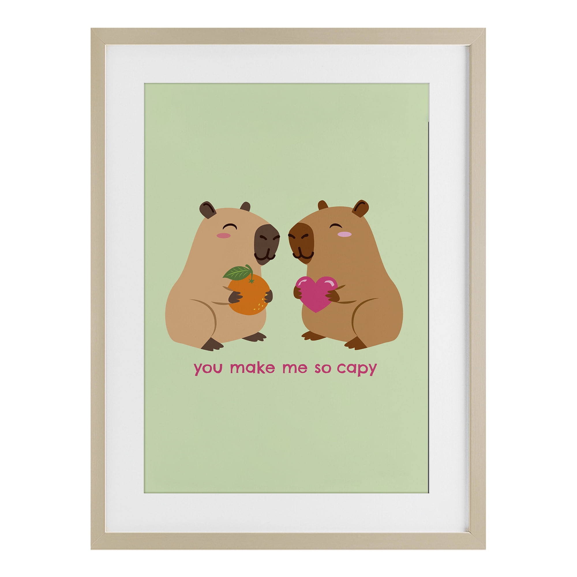 You Make Me So Capy Birch Framed Print Under Glass, design by Emily Dumas